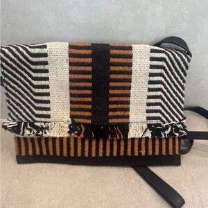 Lucky Brand Black and Brown Striped Crossbody Bag